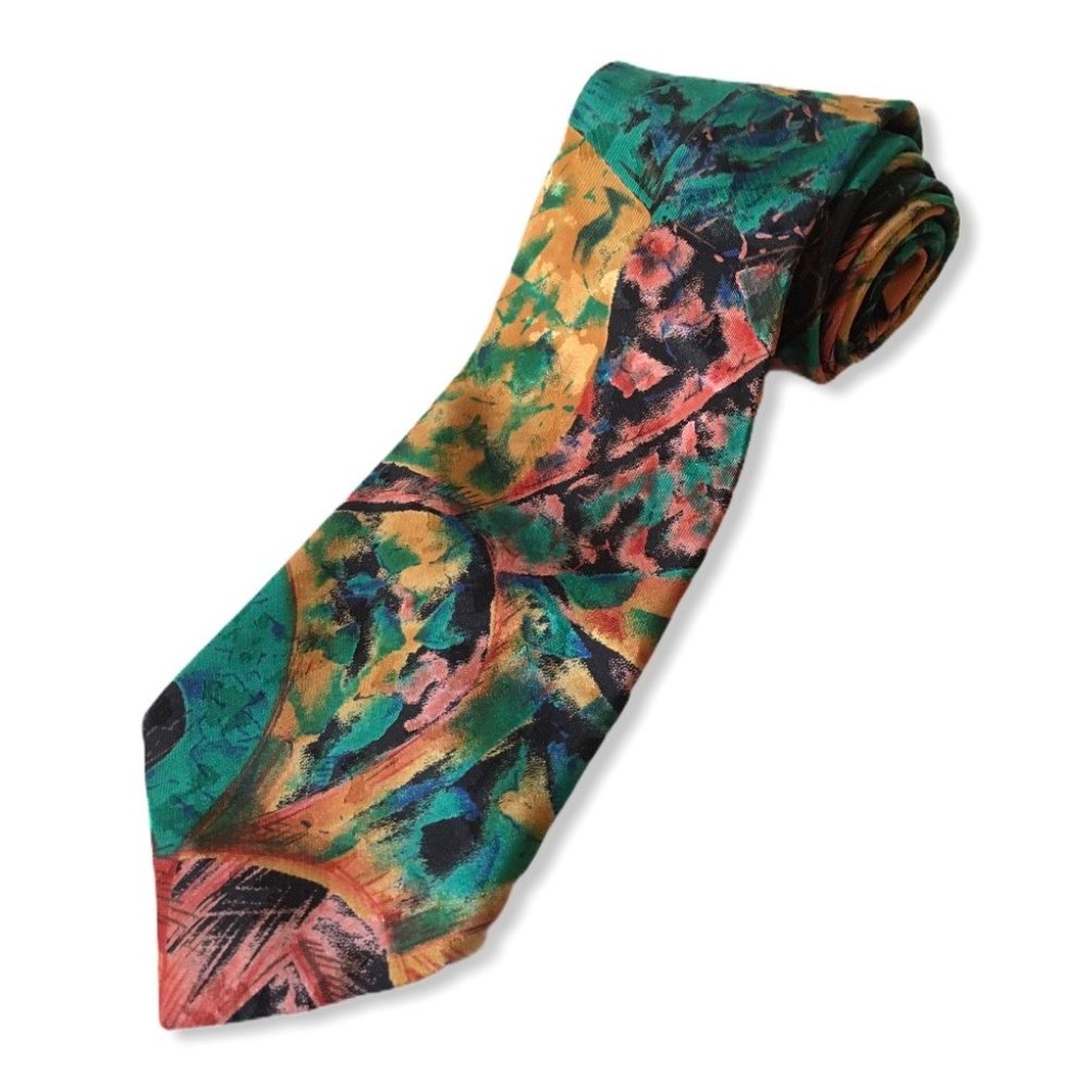 🌞3/25 Montage by Belle Men's Tie Green Abstract